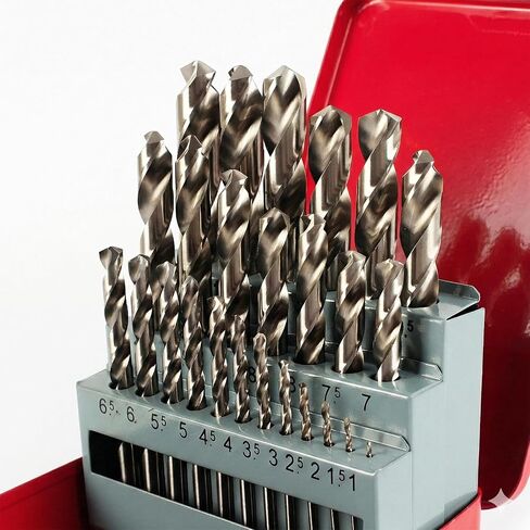 Hymnorq Metric Twist Drill Bits Set of 25pcs in Metal Case, 1mm to 13mm by 0.5mm Increment, Ground HSS with Split Point and Round Shank, for General Drilling in Wood Plastic Aluminum Soft Metal Sheet in Saudi Arabia