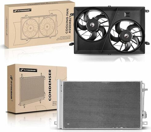 A-Premium 2 قطعة مجموعة مروحة تبريد الرادياتير ذات المحرك المزدوج ومكثف التيار المتردد متوافق مع شيفروليه ترافيرس 09-17 وجي إم سي أكاديا 07-16، أكاديا المحدودة 2017 وبويك إنكليف 08-17 وزحل أوتلوك 07-10 in Kuwait