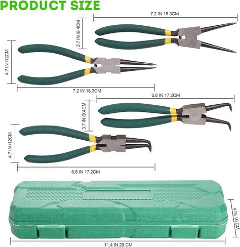7-Inch Heavy Duty Snap Ring Pliers Set Clip Pliers for Retaining Rings, Internal & External Removal Pliers with Straight Tips – Durable Snap-Ring Pliers for Mechanics, DIY, Automotive Repair in Saudi Arabia