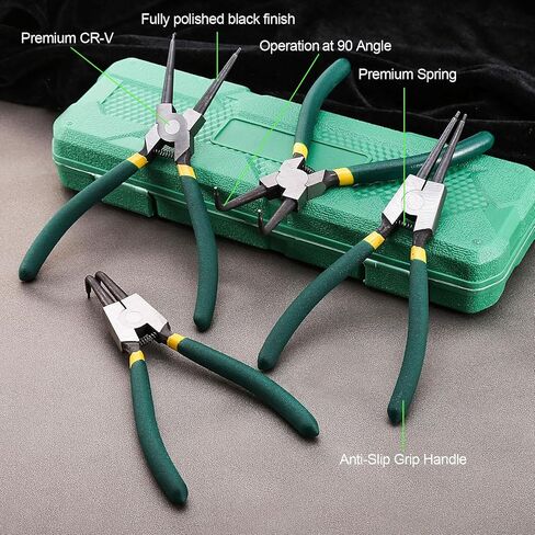 7-Inch Heavy Duty Snap Ring Pliers Set Clip Pliers for Retaining Rings, Internal & External Removal Pliers with Straight Tips – Durable Snap-Ring Pliers for Mechanics, DIY, Automotive Repair in Saudi Arabia