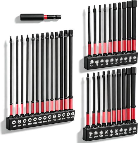 33PCS Allen Wrench Drill Bit Set,20 Piece 3.9"&13 Piece 6"Drill Bits for Impact Driver(Metric&Sae) with1/4"Extension Bar,3-Storage Case,Long Impact Driver Bit Set with Magnetic Tip and S2 Steel in Saudi Arabia