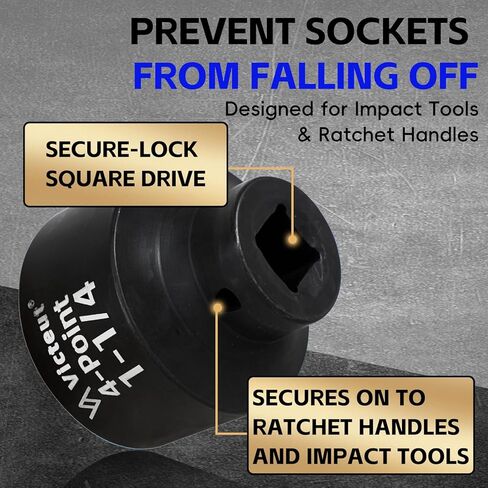 1/2" Drive 1-1/4" 4-Point Square Impact Socket, For DWV (Drain-Waste-Vent) Cleanouts, Heat Treated Cr-V Alloy Steel, One-Piece Forged, No Torque Loss in Saudi Arabia