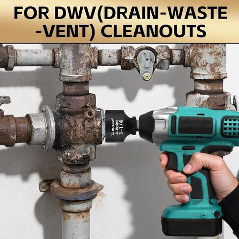 1/2" Drive 1-1/4" 4-Point Square Impact Socket, For DWV (Drain-Waste-Vent) Cleanouts, Heat Treated Cr-V Alloy Steel, One-Piece Forged, No Torque Loss in Saudi Arabia