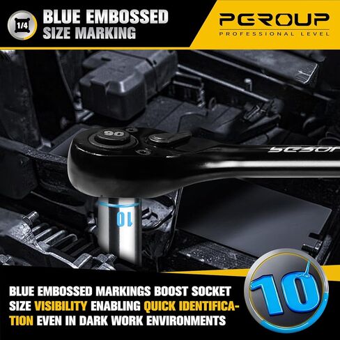 1/4" Drive Deep Socket Set, 12PCS Metric Socket Set (4-14mm), 12-Point Design, Blue Embossed Marking, Equipped with Storage Holder, Chrome Vanadium Steel in Saudi Arabia