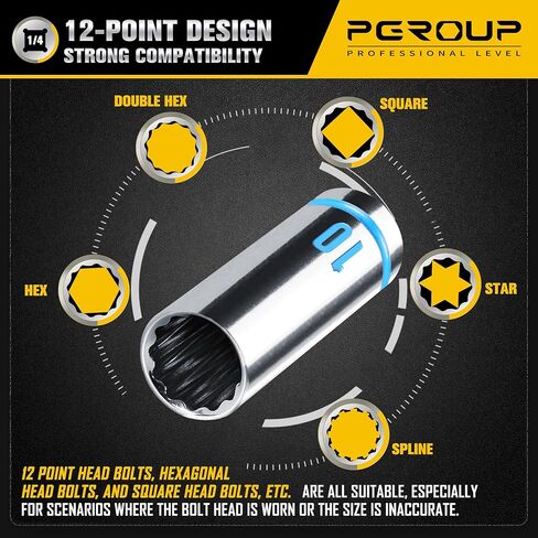 1/4" Drive Deep Socket Set, 12PCS Metric Socket Set (4-14mm), 12-Point Design, Blue Embossed Marking, Equipped with Storage Holder, Chrome Vanadium Steel in Saudi Arabia