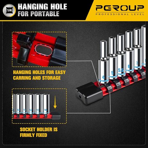 1/4" Drive Deep Socket Set, 12PCS Metric Socket Set (4-14mm), 12-Point Design, Blue Embossed Marking, Equipped with Storage Holder, Chrome Vanadium Steel in Saudi Arabia
