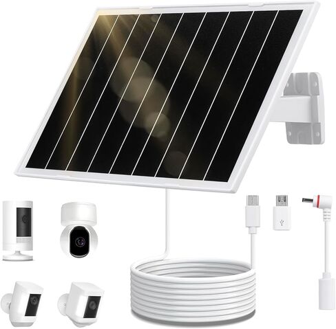 2 Pack Solar Panel for Security Camera, 8W Camera Solar Panel, Compatible for Wyze/Eufy/Ring Rechargeable Battery Camera, with USB-C/DC35135 & Micro-USB, 9.5ft Cable, Waterproof Design/360°Adjustable in Saudi Arabia