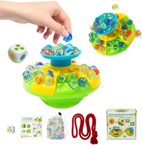Marble Balance Game for Kids and Adults, 3-Tier Tower Stack Game with 60 Marbles for Family Game Night in Saudi Arabia
