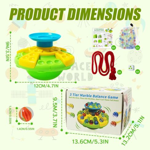Marble Balance Game for Kids and Adults, 3-Tier Tower Stack Game with 60 Marbles for Family Game Night in Saudi Arabia