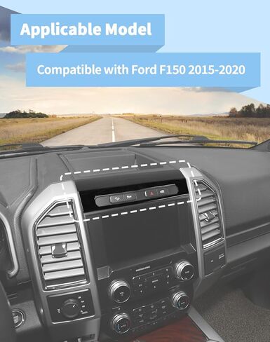 لوحة مفاتيح إضاءة الطوارئ Voodola مزخرفة متوافقة مع Ford F150 2015-2020، حبيبات خشبية سوداء in Kuwait