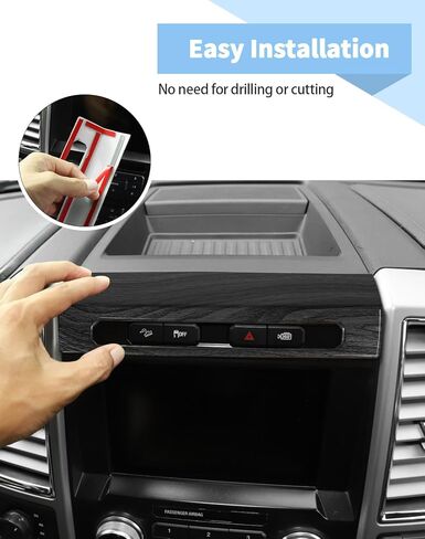 لوحة مفاتيح إضاءة الطوارئ Voodola مزخرفة متوافقة مع Ford F150 2015-2020، حبيبات خشبية سوداء in Kuwait