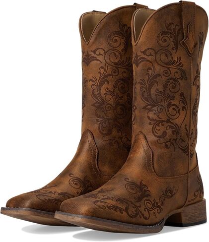 Roper Women's Bailey Laser Western Boot, Tan, 8.5 in Saudi Arabia