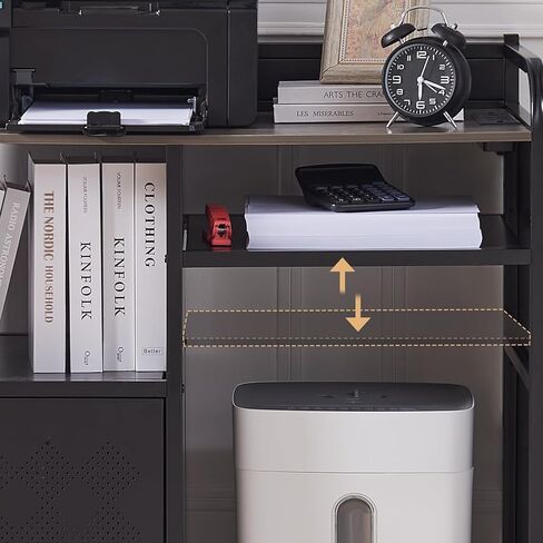 Lauren&Harold Large Printer Stand with Storage, Printer Cabinet with Paper Shredder Stand & PC Tower Stand with Wheels, Printer Table with Socket and USB Charging Port for Home Office in Saudi Arabia