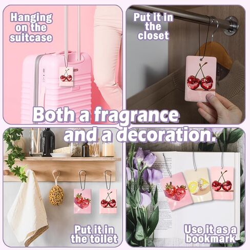 Preppy Disco Fruits Car Air Freshener Accessories 3pcs, Strawberry Lemon Cherry Hanging Air Fresheners Decor for Girly Room Closet, Trendy Scent Fruits Fragrance Card for Women Girls Kitchen in Saudi Arabia