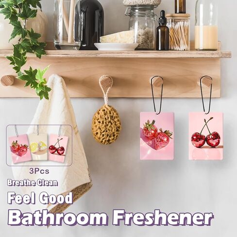 Preppy Disco Fruits Car Air Freshener Accessories 3pcs, Strawberry Lemon Cherry Hanging Air Fresheners Decor for Girly Room Closet, Trendy Scent Fruits Fragrance Card for Women Girls Kitchen in Saudi Arabia