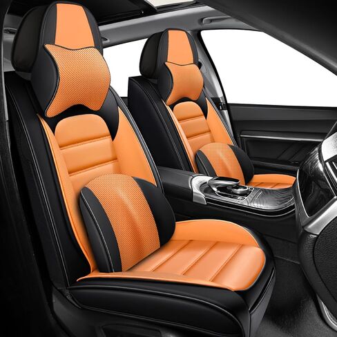 ILMO 2 Front Seat Covers for Ford F150 2009-2026, Waterproof Nappa Leather Truck Seat Cover with Soft Touch, Compatible Airbag Auto Interior Covers (Black&Red) in Saudi Arabia