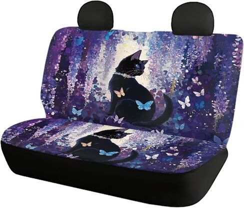 Cat Butterfly Lavender Print 4 Pieces Auto Seat Covers, Oil Painting Soft Car Interior Accessorie Easy to Clean Front Seat and Rear Bench Cover for Women Men in Saudi Arabia