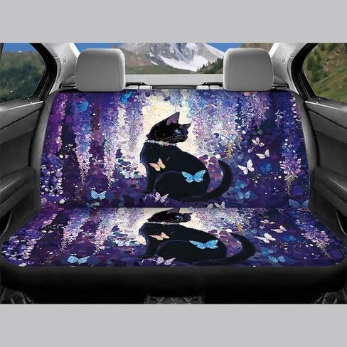 Cat Butterfly Lavender Print 4 Pieces Auto Seat Covers, Oil Painting Soft Car Interior Accessorie Easy to Clean Front Seat and Rear Bench Cover for Women Men in Saudi Arabia
