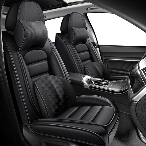 ILMO 2 Front Seat Covers for Ford F150 2009-2026, Waterproof Nappa Leather Truck Seat Cover with Soft Touch, Compatible Airbag Auto Interior Covers (Black&Red) in Saudi Arabia