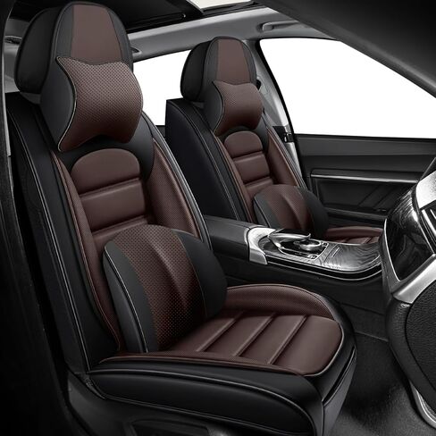 ILMO 2 Front Seat Covers for Ford F150 2009-2026, Waterproof Nappa Leather Truck Seat Cover with Soft Touch, Compatible Airbag Auto Interior Covers (Black&Red) in Saudi Arabia