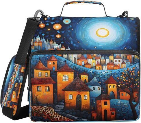 ALAZA Cartoon Castle Starry Night Zipper Binder 3 حلقات منظم مع سحاب وحزام كتف سعة كبيرة متعددة الجيوب للعمل في اللوازم المكتبية in Kuwait
