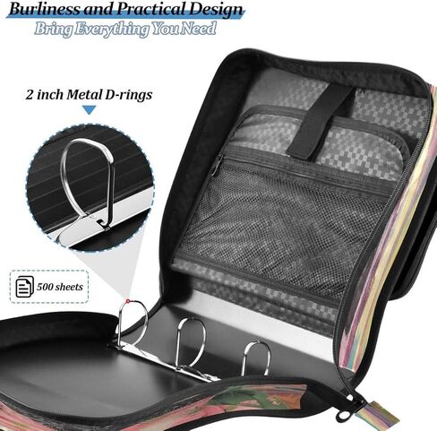 ALAZA Black Cat Kitten Starry Sky Watercolor Zipper Binder 3 Ring Binder Organizer with Zipper and Shoulder Strap Large Capacity Multi-Pocket for Office Supplies Work in Saudi Arabia