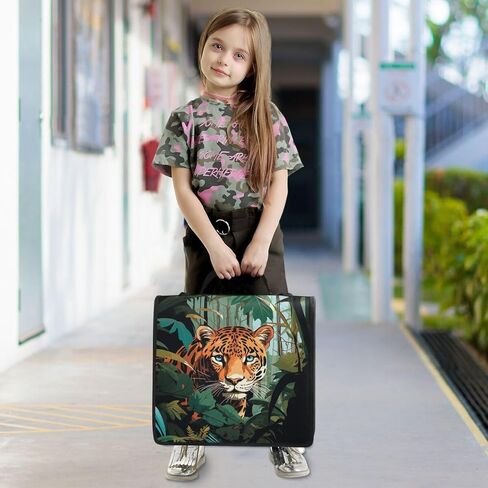 ALAZA Tiger Palm Leaf Zipper Binder 3 حلقات منظم مع سحاب وحزام كتف سعة كبيرة متعددة الجيوب للعمل في اللوازم المكتبية in Kuwait