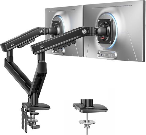 حامل شاشة مزدوج HUANUO FlowLift Pro لشاشات مقاس 13-32 بوصة، حامل شاشة MechaSpring، أذرع شاشة قابلة للتعديل لشاشتين مع إمالة/دوران/دوران، حامل VESA بدون أدوات، أقصى حمل 19.8 رطل in Kuwait