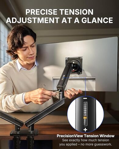 حامل شاشة مزدوج HUANUO FlowLift Pro لشاشات مقاس 13-32 بوصة، حامل شاشة MechaSpring، أذرع شاشة قابلة للتعديل لشاشتين مع إمالة/دوران/دوران، حامل VESA بدون أدوات، أقصى حمل 19.8 رطل in Kuwait