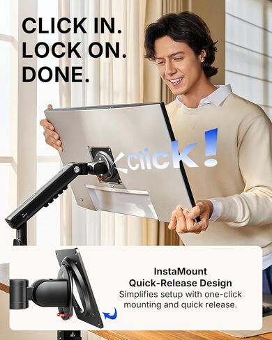 حامل شاشة مزدوج HUANUO FlowLift Pro لشاشات مقاس 13-32 بوصة، حامل شاشة MechaSpring، أذرع شاشة قابلة للتعديل لشاشتين مع إمالة/دوران/دوران، حامل VESA بدون أدوات، أقصى حمل 19.8 رطل in Kuwait