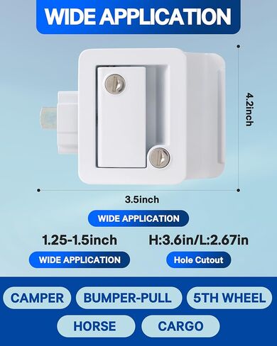 X-Haibei RV Entry Door Lock 100% Metal Camper Door Lock Replacement for Travel Trailers Horse Cargo Camper Accessories fits 2.75"x3.75" Lock Hole (Black) in Saudi Arabia