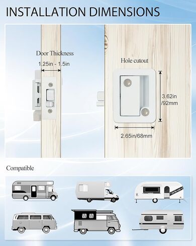 X-Haibei RV Entry Door Lock 100% Metal Camper Door Lock Replacement for Travel Trailers Horse Cargo Camper Accessories fits 2.75"x3.75" Lock Hole (Black) in Saudi Arabia