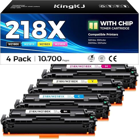 218X Toner Cartridges 4 Pack Compatible Replacement for HP 218A W2180A W2181A W2182A W2183A 218X W2180X Black Compatible with HP Color LaserJet Pro MFP3201dw MFP 3301fdw 3301sdw 3301cdw Printer in Saudi Arabia