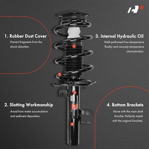 A-Premium Front Strut Assembly Compatible with Ford Focus 2013-2018 - 2x Replacement Suspension Complete Strut Shock Absorber with Coil Spring in Kuwait
