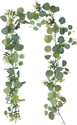 180cm Artificial Eucalyptus Flower Rattan Green Fake Plant Lvy DIY for Indoor Outdoor Wall House Weddings Patios Porches Decor,Type A in Saudi Arabia