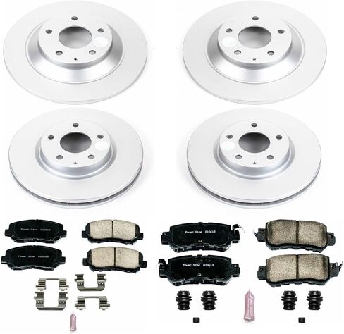 PowerStop Front and Rear Brake Kit for Mazda CX-5 2013-15 - Fully-Coated Disc Rotors with Z17 Ceramic Brake Pads Replacement, CRK6965 in Kuwait
