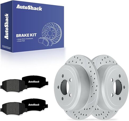 AutoShack Rear Brake Rotors & Ceramic Pads for Jeep & Dodge, Liberty 2008-2012 Nitro 2007-2011, 4WD RWD V6 3.7L 4.0L - 12.45" (316.2 mm), 5-Lug in Kuwait