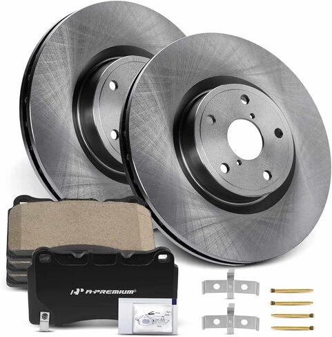 A-Premium 12.83 inch (326 mm) Front Drilled and Slotted Disc Brake Rotors + Ceramic Pads Kit Compatible with Select Subaru Models - Impreza 2005-2014, WRX STI 2013-2017, 6-PC Set in Kuwait