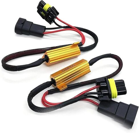 2 PCS Car 9005/9006 LED Light Bulb Decoder Kit, 50W 6Ohm Anti Flicker Error Decoder, Fog Light Bulb Load Relay Harness Adapter, for 9005/9006 LED Bulb Assemblies (Black) in Kuwait