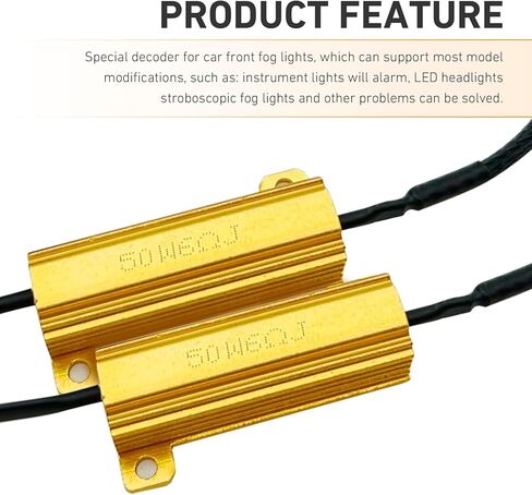 2 PCS Car 9005/9006 LED Light Bulb Decoder Kit, 50W 6Ohm Anti Flicker Error Decoder, Fog Light Bulb Load Relay Harness Adapter, for 9005/9006 LED Bulb Assemblies (Black) in Kuwait