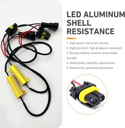 2 PCS Car 9005/9006 LED Light Bulb Decoder Kit, 50W 6Ohm Anti Flicker Error Decoder, Fog Light Bulb Load Relay Harness Adapter, for 9005/9006 LED Bulb Assemblies (Black) in Kuwait