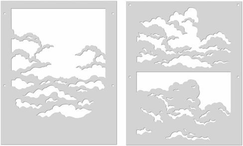 SA241 Color Layering Clouds Stencils in Kuwait