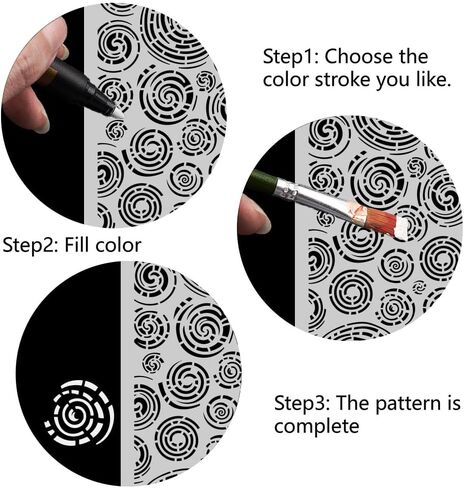 6Pcs 6 Styles Mixed Media Stencils Abstract Texture Stencils 12 x 8.3 Inch Leaves Lines Textures Pattern Rectangle PET Plastic Hollow Out Drawing Templates for Wood Wall Glass DIY Crafts in Kuwait