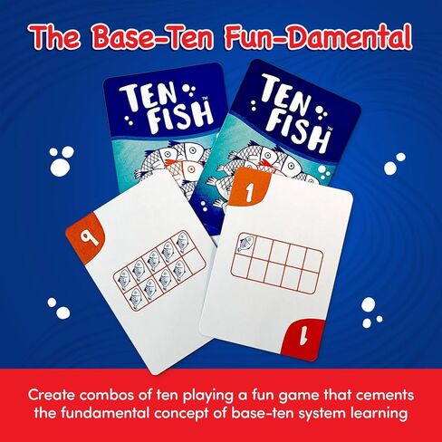 Ten Fish Math Card Game - Family Friendly Educational Cool Math Games for Kids - Elementary and Kindergarten Learning Activities Help Boys and Girls to Learn Mathematics in a Fun, Interactive Way in Saudi Arabia