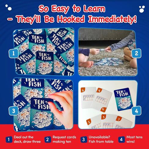Ten Fish Math Card Game - Family Friendly Educational Cool Math Games for Kids - Elementary and Kindergarten Learning Activities Help Boys and Girls to Learn Mathematics in a Fun, Interactive Way in Saudi Arabia