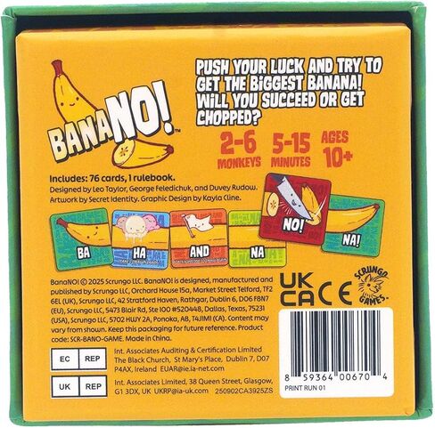 Joking Hazard BanaNO- Small Box Push Your Luck Card Game Great for Kids & Adults | Easy to Learn and Play| Grow the Biggest Banana! |2-6 Players | 5-15 Minutes to Play in Kuwait