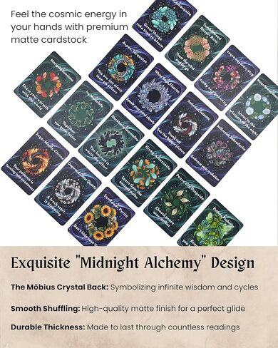 The Earthlight Fables Oracle Cards with Soft PU Pouch - 45 Plant & Crystal Deck. Portable Spirit Altar & Meditation Gift for Beginners,Green Witches & Self-Care (Black & Gold Foil) in Saudi Arabia