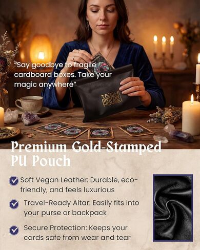 The Earthlight Fables Oracle Cards with Soft PU Pouch - 45 Plant & Crystal Deck. Portable Spirit Altar & Meditation Gift for Beginners,Green Witches & Self-Care (Black & Gold Foil) in Saudi Arabia