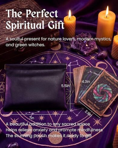 The Earthlight Fables Oracle Cards with Soft PU Pouch - 45 Plant & Crystal Deck. Portable Spirit Altar & Meditation Gift for Beginners,Green Witches & Self-Care (Black & Gold Foil) in Saudi Arabia