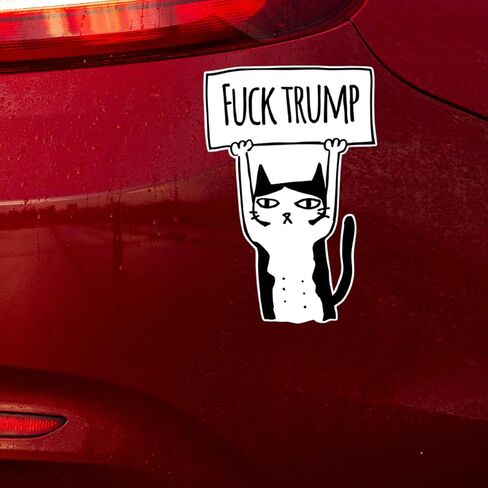 Protest Cat Vinyl Sticker – Waterproof Political Bumper Decal for Cars Trucks Laptops and SUVs in Saudi Arabia